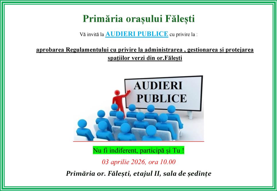 Anunț audieri publice Spatii verzi